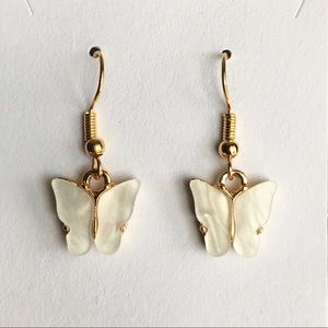 White Butterfly Earrings